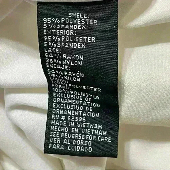 Scarlett Nite Ivory Sleeveless Layered Dress Flowy Top Fitted Lace Skirt Lined - Picture 8 of 11